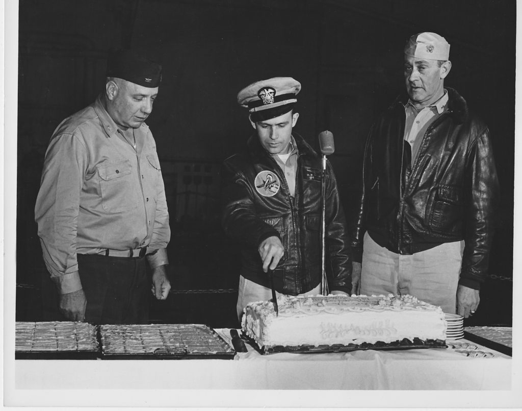 My dad's cake cutting ceremony for the 45,000 landing