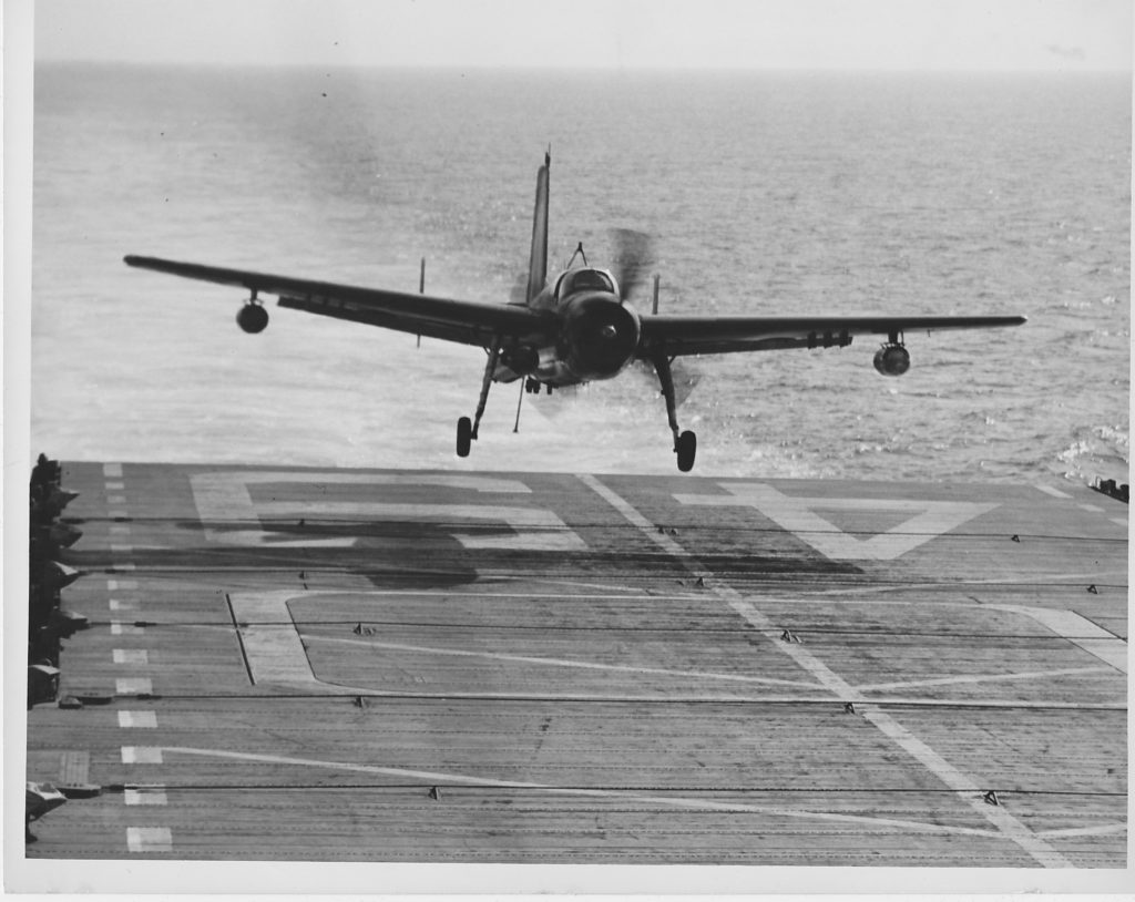 My dad landing his AF on the 45,000 landing on the USS Wright, 1953